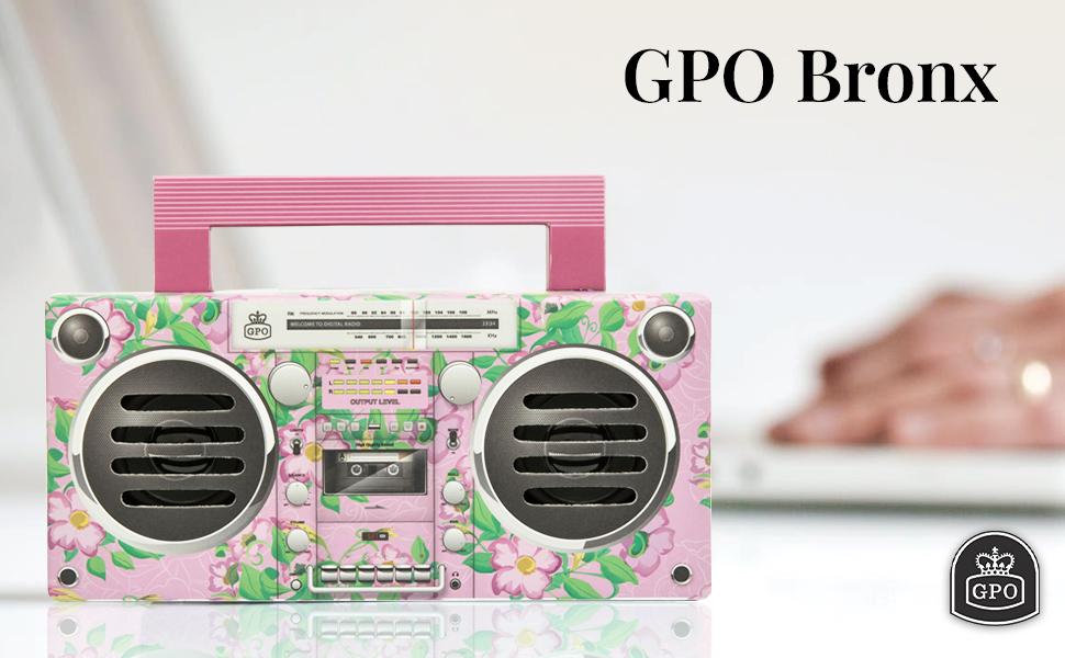 GPO Bronx Mini Bluetooth Speaker. Compact Retro Portable Speaker with Rechargeable