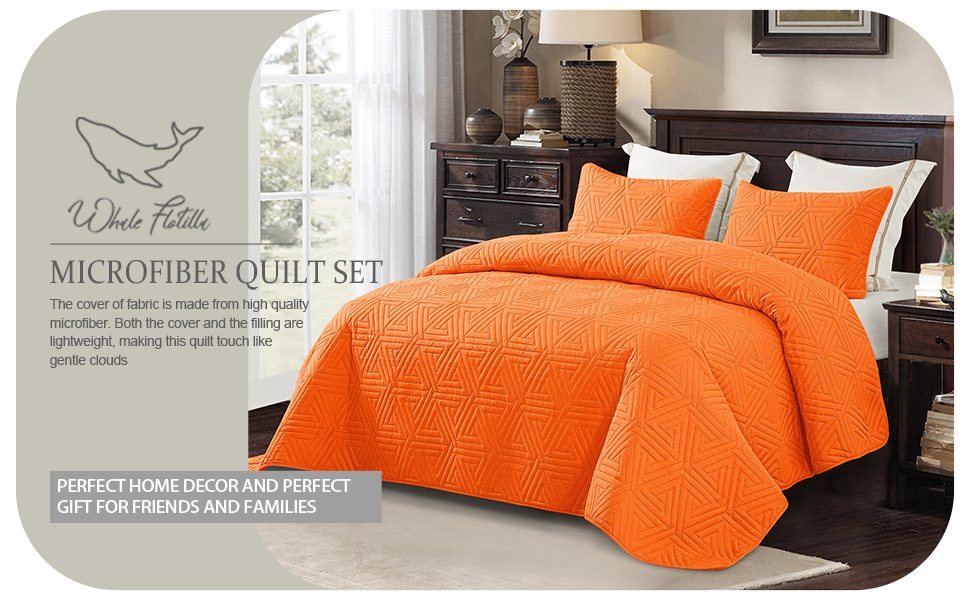 Whale Flotilla 2Piece Twin Size Quilt Set/Bedspreads