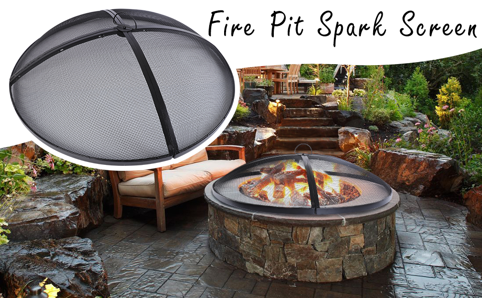 FFQ Fire Pit Screen, Fire Pit Spark Screen with Handle, 22
