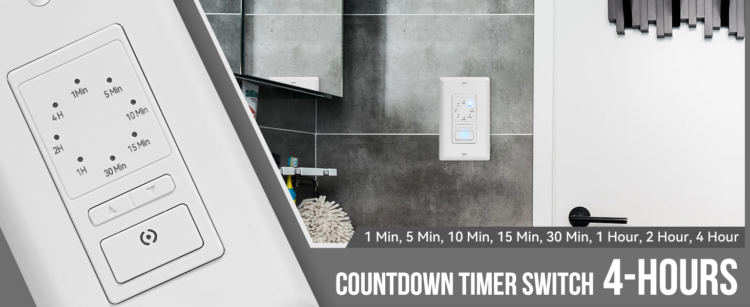 ECOELER 4Hour Countdown Timer Switch, 15A inWall Light