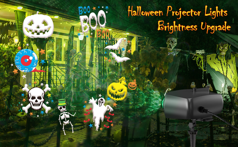 Halloween Christmas Projector Lights Outdoor, Brightness Increase HD 2in1 Ocean