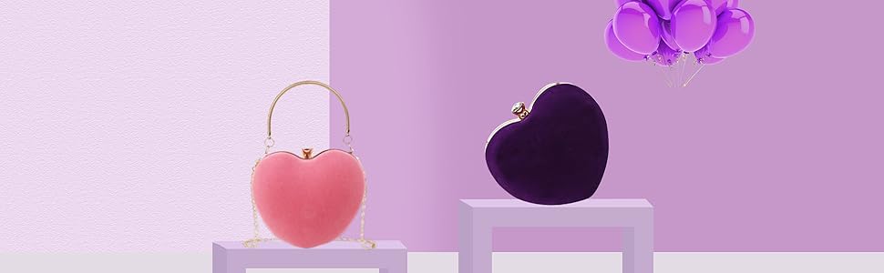 Women Heart Shape Clutch Purse