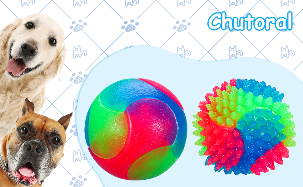 Chutoral 4 Pcs Light Up Dog Balls Glow in The Dark Dog Toys LED