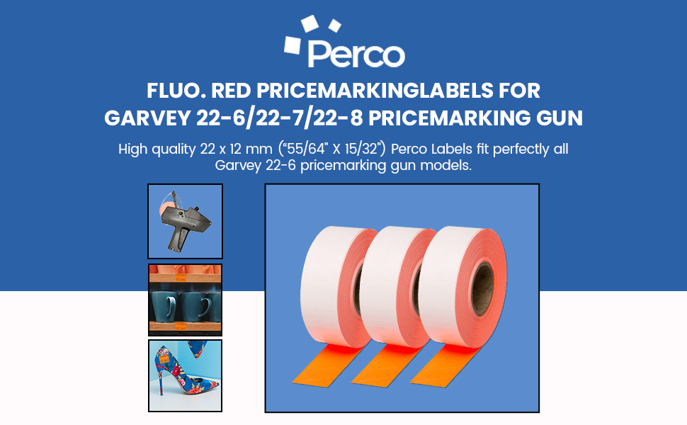 2212 Fluo. Red pricemarking Labels for Garvey