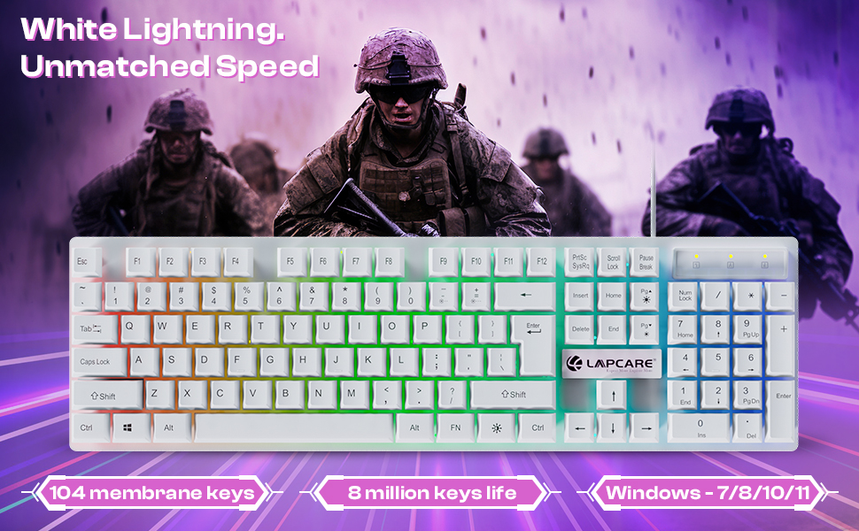 RAPIDO Wired Gaming Keyboard and Mouse Combo with RGB Lighting, Membrane Keys