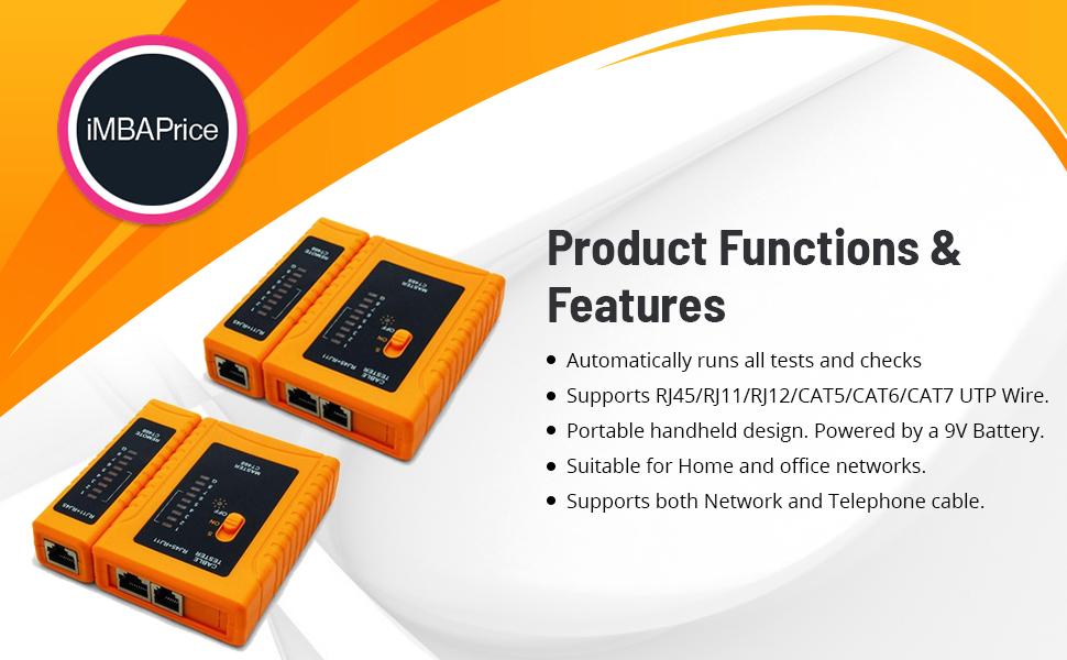 iMBAPrice RJ45 Network Cable Tester for LAN Phone RJ45/RJ11/RJ12/CAT5