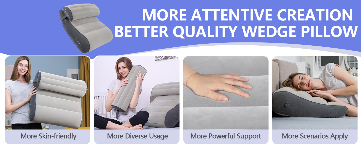 LOKFEHRE Inflatable Bed Wedge Pillow Set for Travel,Neck