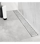 Neodrain 24-Inch Linear Shower Drain with Quadrato Pattern Grate,Brushed 304 Stainless Steel Rect...
