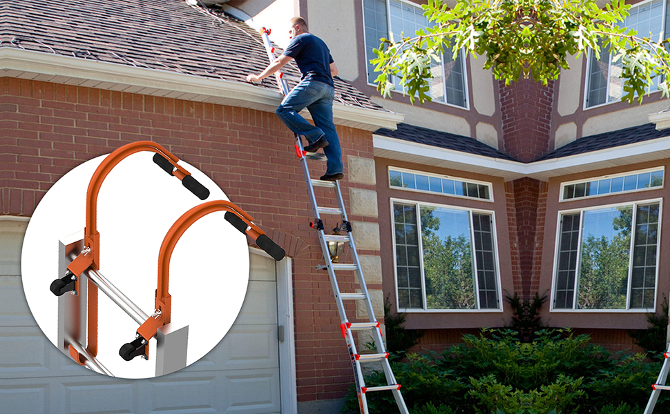 【2Pack】 Ladder Stabilizer, Ladder Roof Hook, Ladder Accessory with Rubber Grip TBar, Ladder