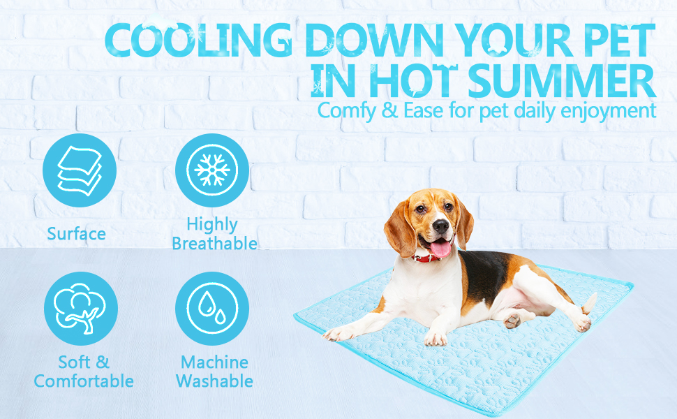 Beaface Dog Cooling Mats, Self Cooling Pad Mat for Dogs Pet, Cooling Dog Bed Cool Mats for Pets