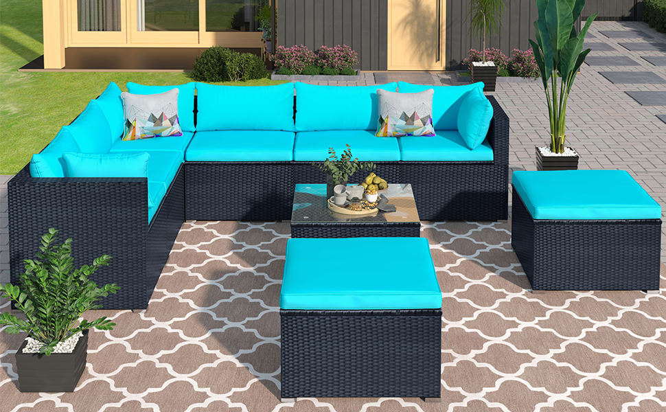 Tensun 9Piece Outdoor Patio Sectional All Weather PE