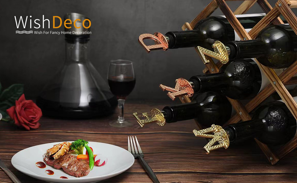 WishDeco Letter J Rose Gold Plated Wine Stopper, Wine Stopper Prosecco