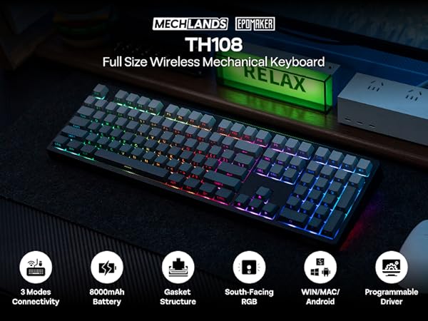 EPOMAKER TH108 メカニカルキーボード　ブラック EPOMAKER TH108 – epomaker