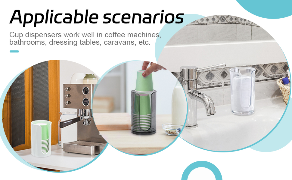 4 Pack Bathroom Cup Dispenser, 3 Oz Paper Cup Dispenser, Plastic Cup Holder, Mouthwash Cup