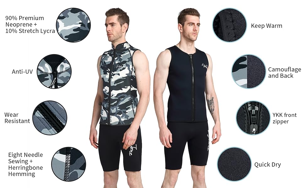 LayaTone Wetsuit Vest Top for Men Women 2mm Neoprene Vest Top