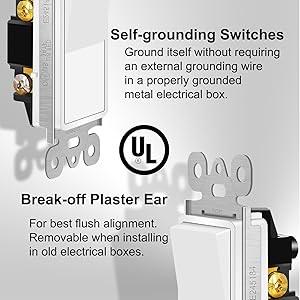 3 Way Light Switches White, GreenCycle 4 Pack Three Way Switch Rocker Switch 15A