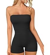 OQQ Womens Tube Rompers Summer Strapless Basic Sleeveless Ruched Stretch Classic-Fit Sexy Rompers...