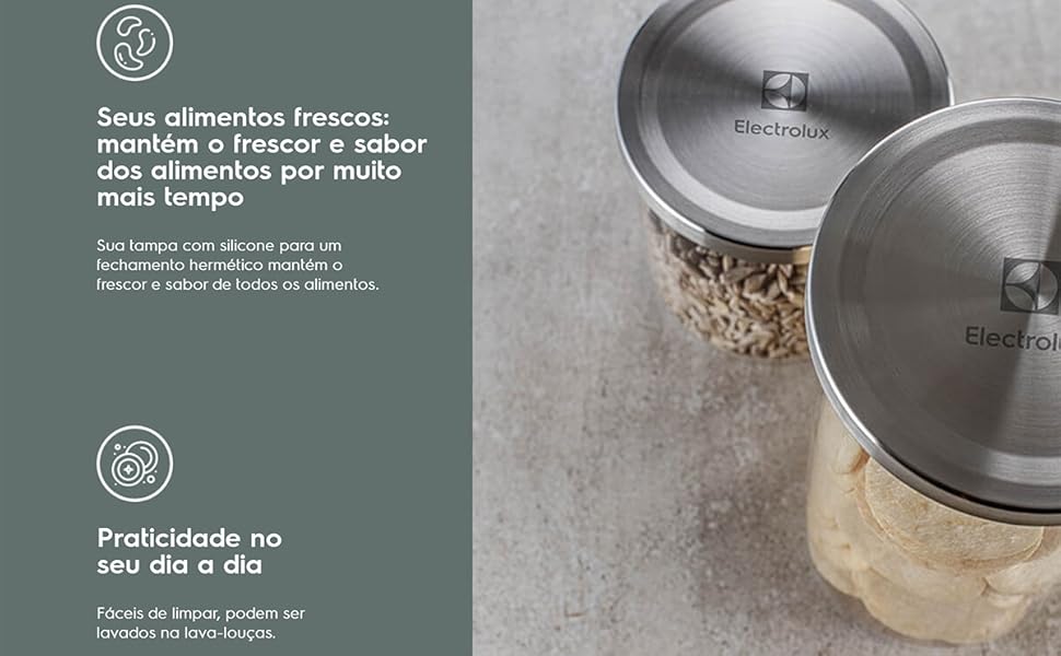 Potes de vidro tampa inox