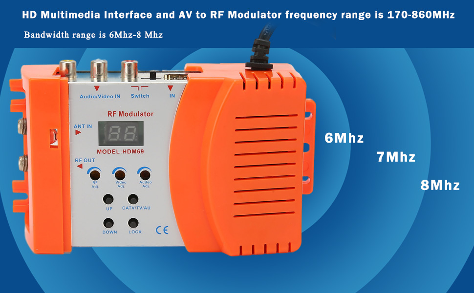 Digital RF Modulator, HDM69 AV to RF Converter Support PAL
