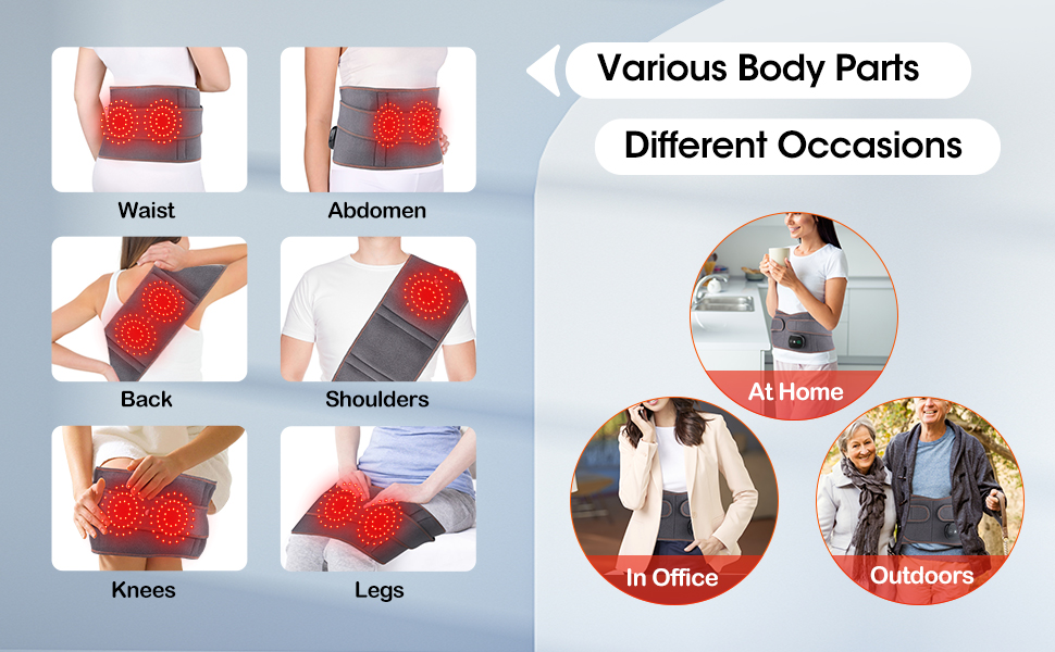Electric Heating Pad for Waist, Cordless Heated Back Belt Abdomen