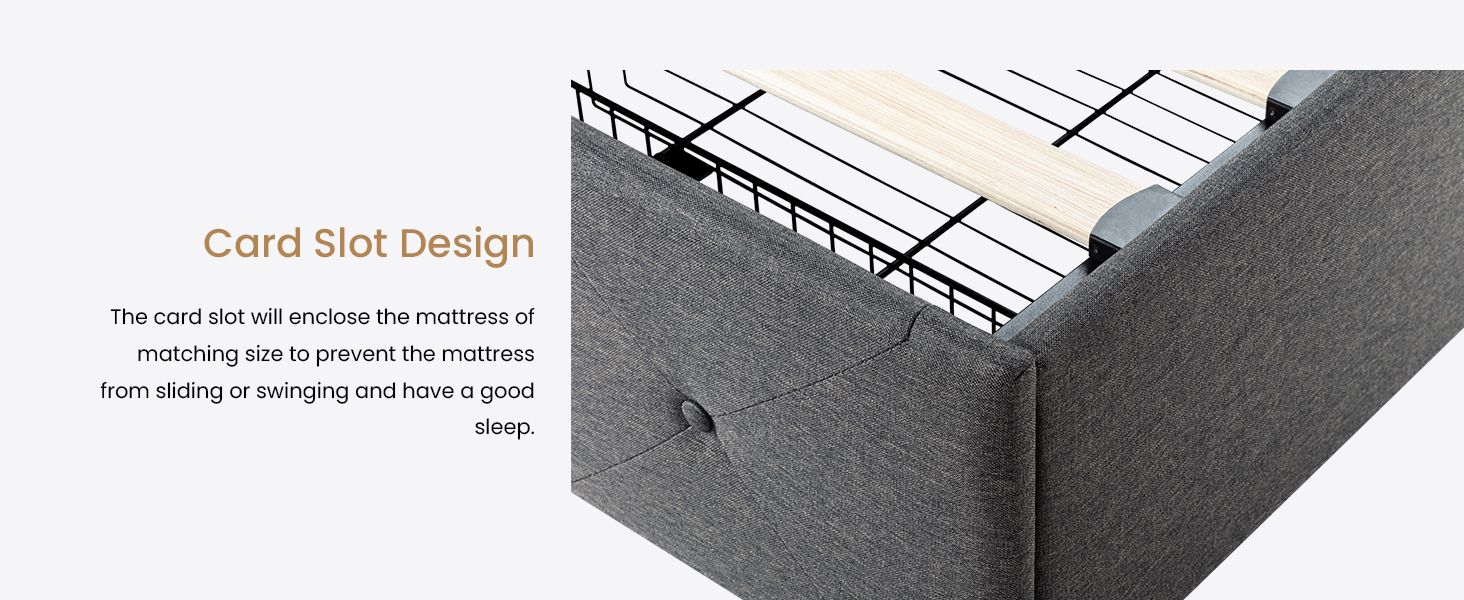 King Platform Bed Frame with Adjustable Headboard and 4
