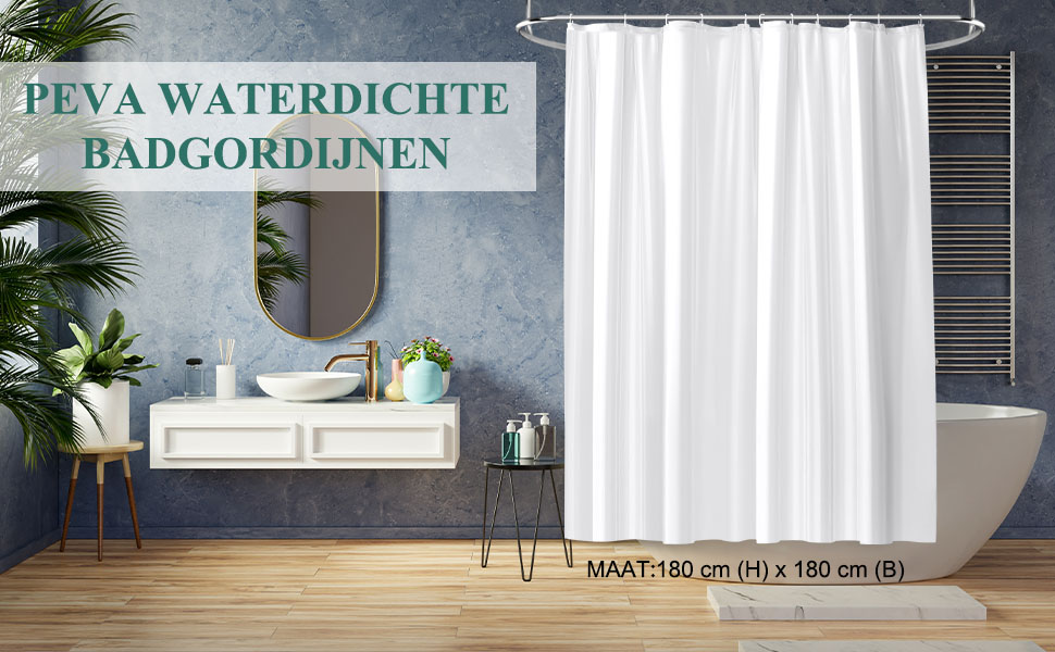 URAQT Douchegordijn AntiSchimmel, Peva Waterdichte Badgordijnen, Schimmelbestendige Badkamer