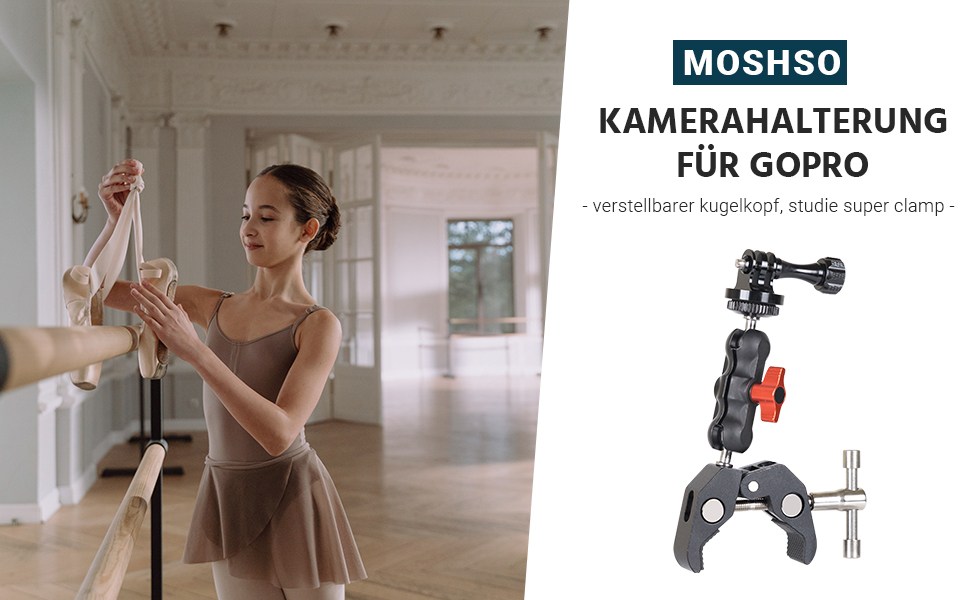 MOSHUSO Super Clamp Mount für Gopro, Camera Mount Filed Monitor Adapter, mit 360° Kugelkopf