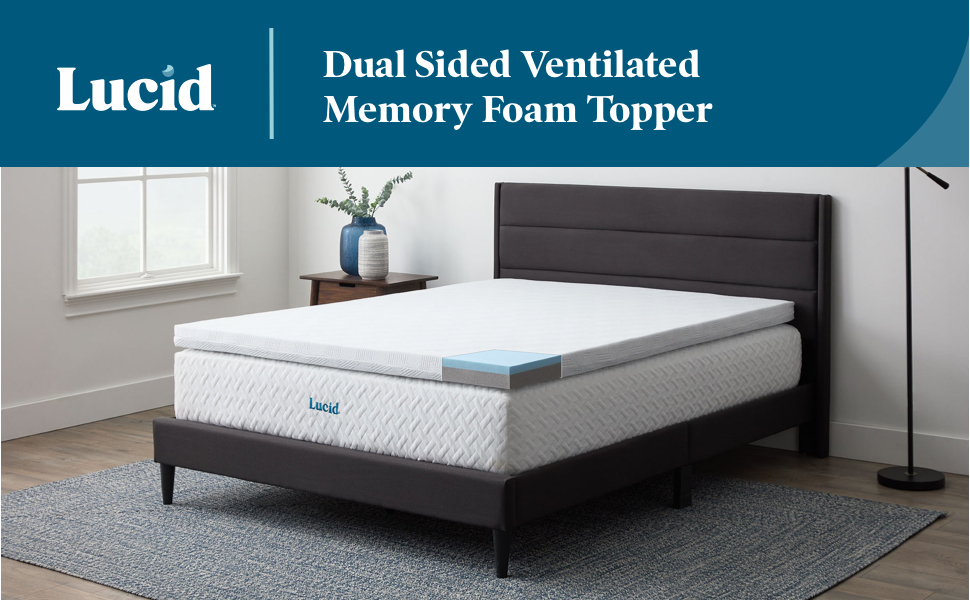 Lucid 3 Inch Dual Sided Mattress Topper Twin XL Memory
