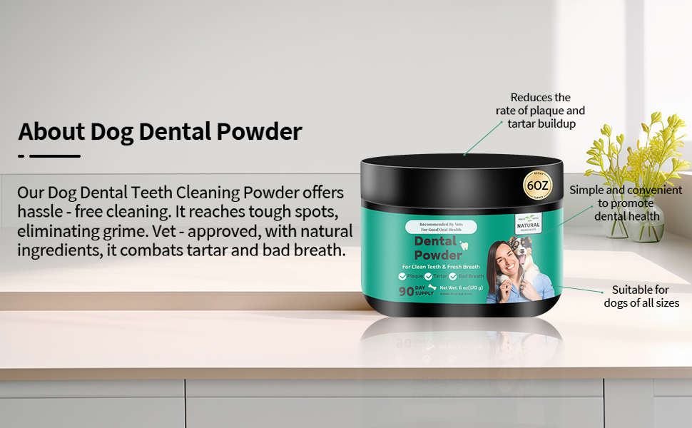 Dog Teeth Cleaning Powder Large Capacity Dog Dental Powder for Dog Teeth Cleaning