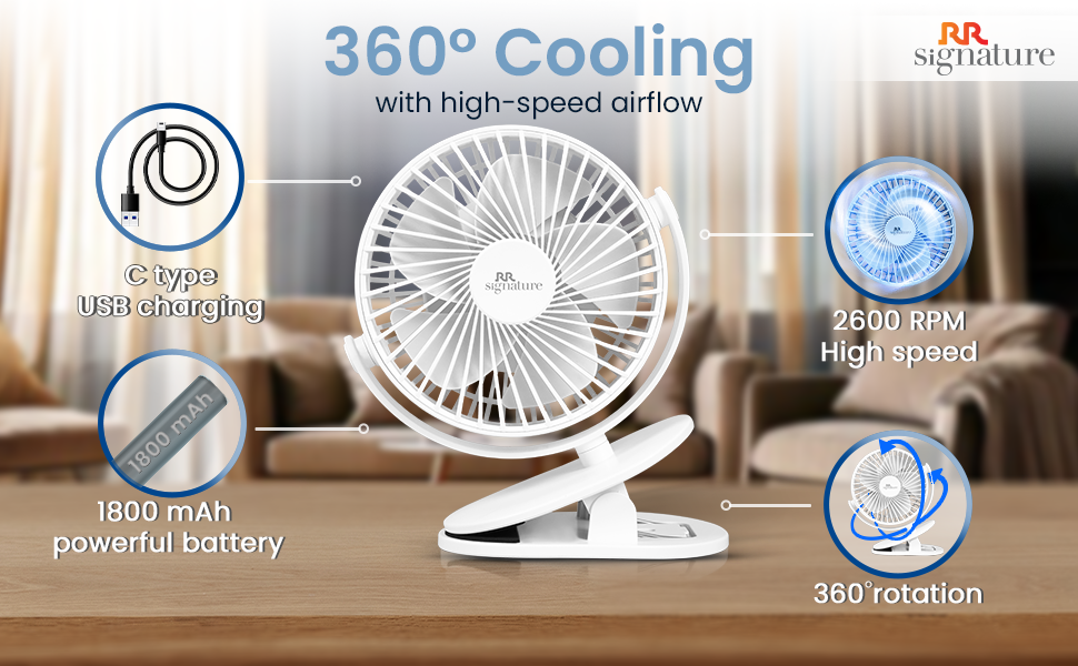 Personal Fan with 360 degree cooling with high speed