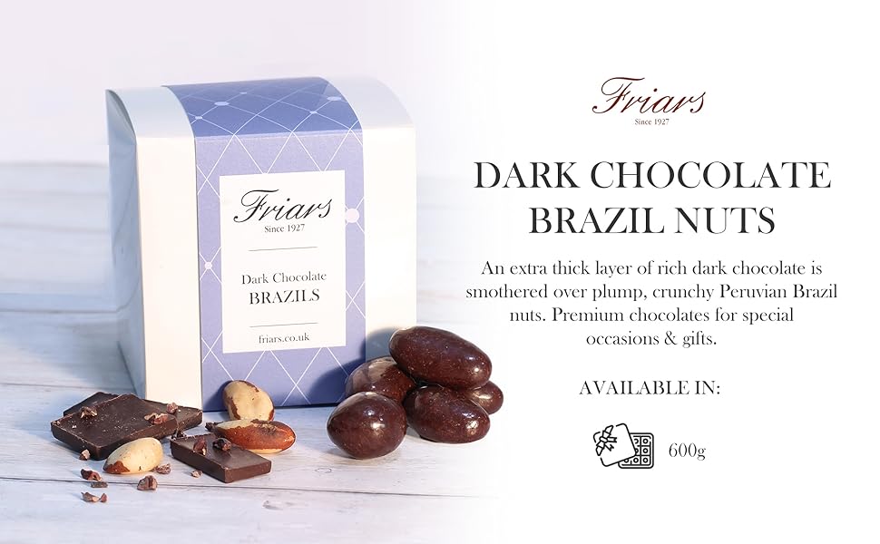 Friars Dark Chocolate Brazil Box 600g Luxury Coated Peruvian Brazil
