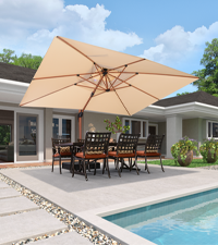 PURPLE LEAF 3 X 3.65 M Garden Cantilever Parasol, Large Rectangular Patio Umbrella With Crank Handle And Tilt For Balcony And Outdoor,Red,3 X 3.65 M 30 3m cantilever parasol led patio umbrella rectangular garden umbrella parasol large garden umbrella