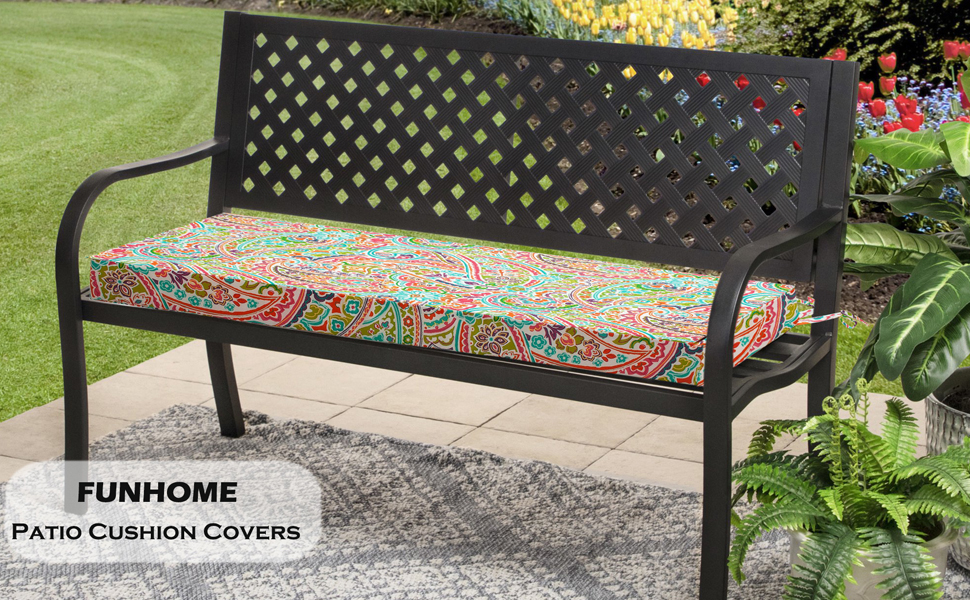 FUNHOME Outdoor Cushion Covers,48" x 18" x 3", Patio Cushion Covers Replacement for