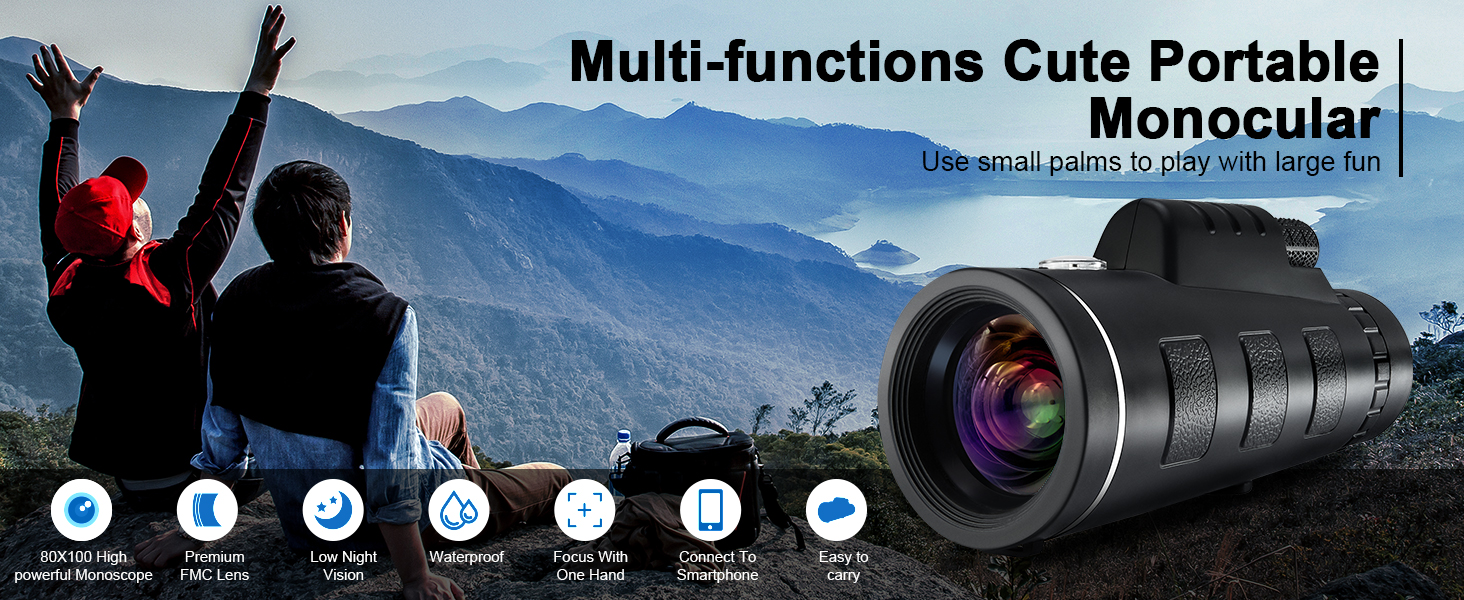 80x100 Monocular Telescope, Monoculars for Adults High