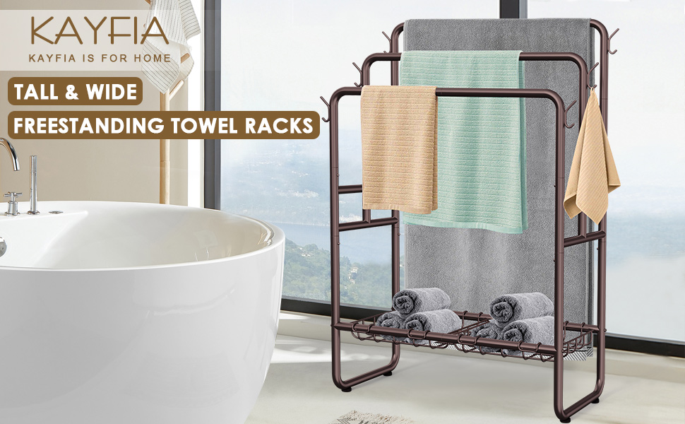 Kayfia 40" Tall Standing Towel Rack for Extra Large Towel