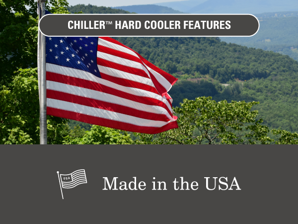 coleman chiller hard cooler made in the usa america nature flag hike camp tailgate support summer