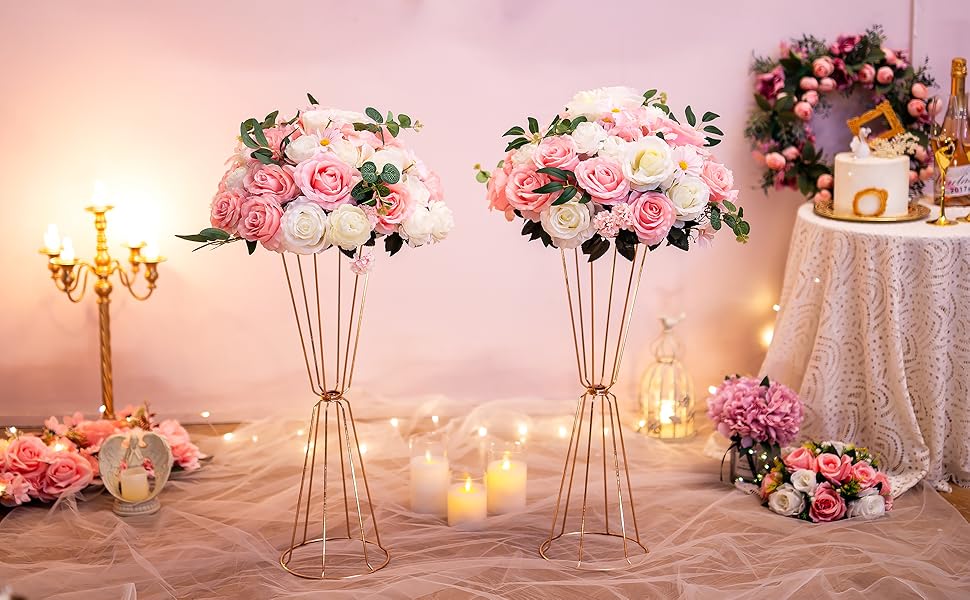 Inweder Gold Geometric Centerpieces for Table Set of 10