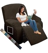 MAXIJIN Newest Recliner Slipcovers for Living Room 4 Pieces Stretch Jacquard Recliner Chair Cover...