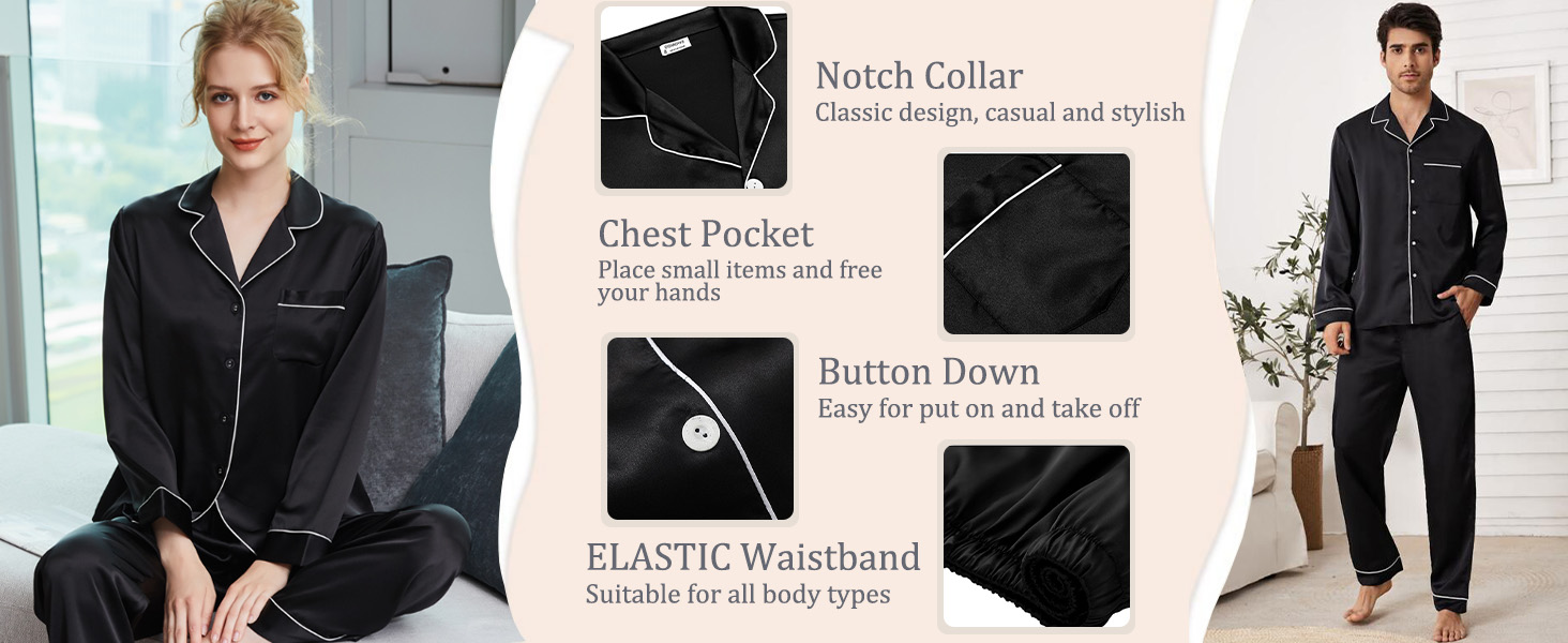 silky pj set for women/men