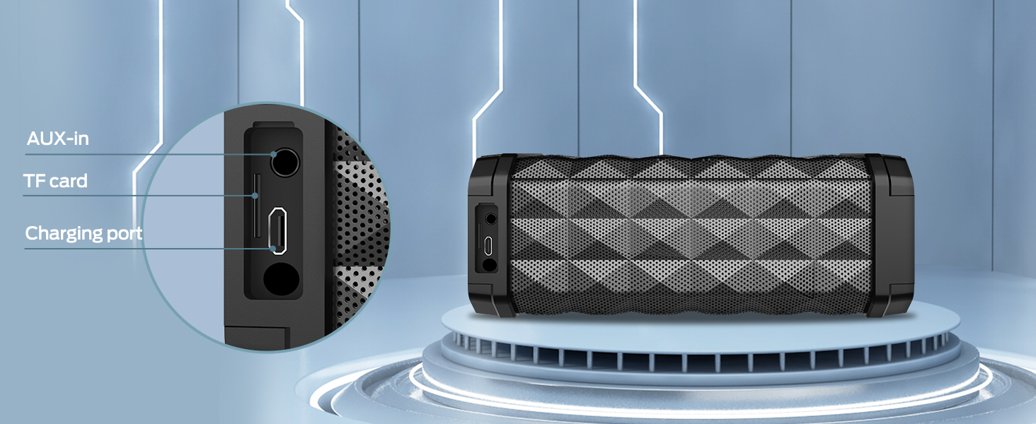 un altavoz bluetooth se encuentra en un pedestal