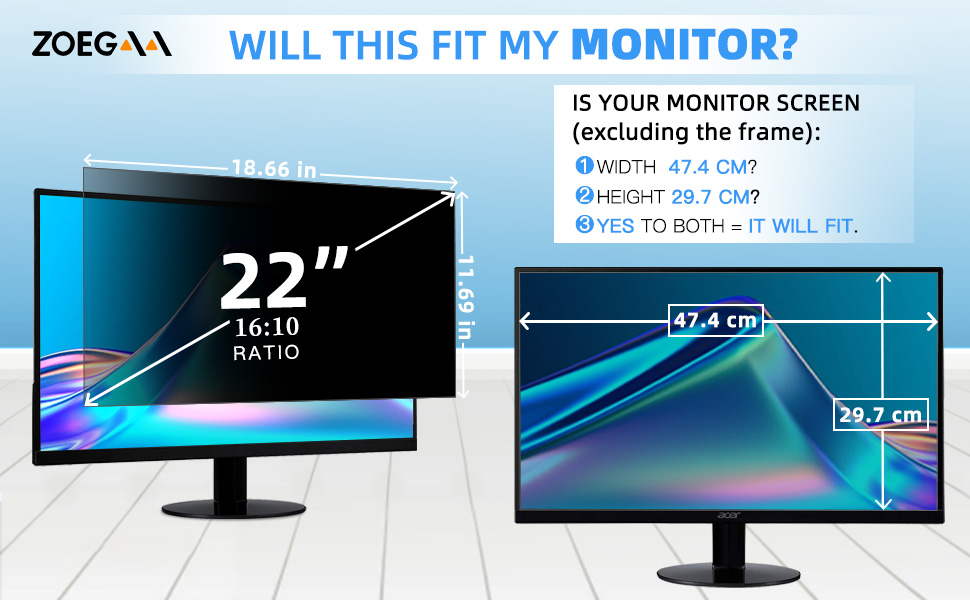 ZOEGAA Computer Privacy Screen 22 Inch Filter for 1610