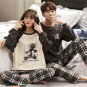 Amazon | [通用] ペアパジャマカップル2点セット長袖 パジャマ