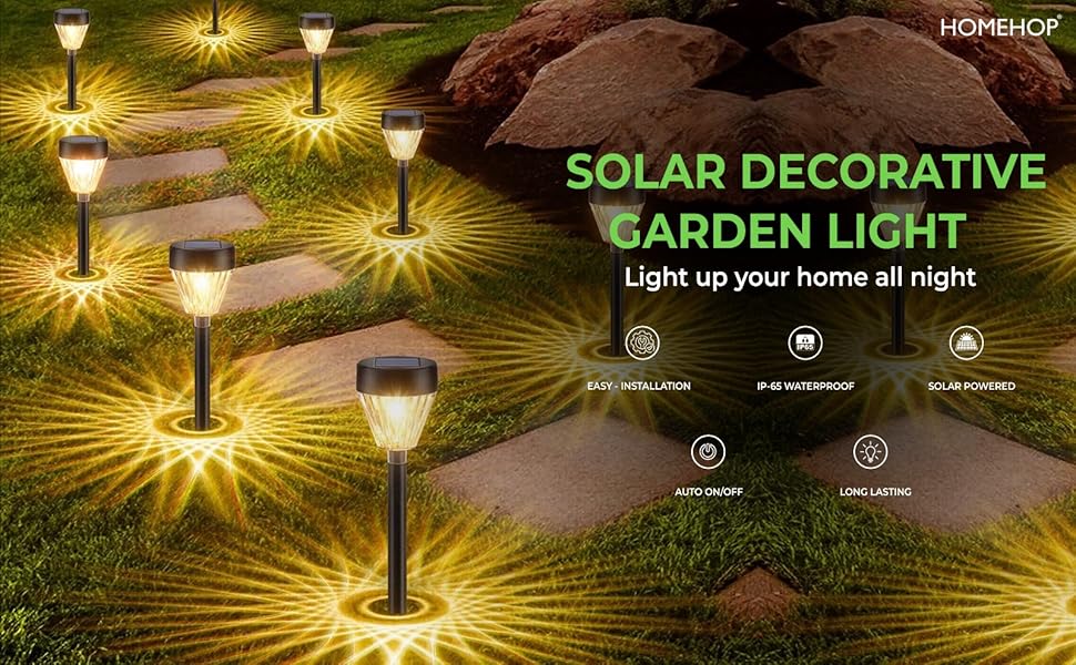 Homehop Solar Light Outdoor Waterproof Smart Pathway Decoration Spike