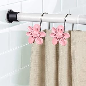 pink flower shower curtain ring