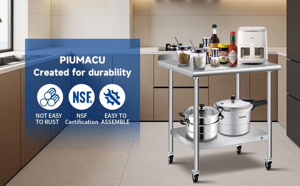 stainless steel table with wheels