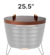 25.5” Round Fire Pit Lid – Bronze Coated fire pit cover round metal for Outdoor Fireplace 16 Gaug...