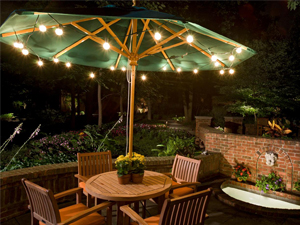 Umbrellas string lights
