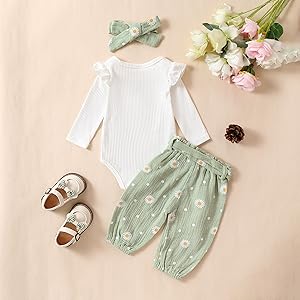 baby girl clothes 3-6 months fall winter onesies long sleeve white onesies clothing pants set