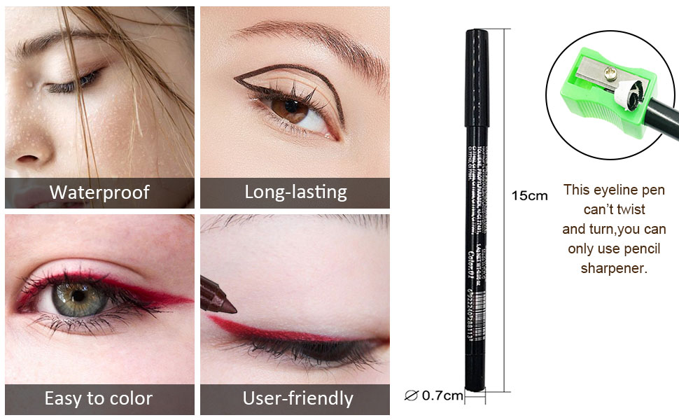 6Pcs White Silver Blue Black Red Brown Colored Shimmer Gel Eyeliner Color Pencil Pen Set