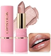 Wugbc Metallic Lipstick Brown Glitter Lip Stick Long Lasting Waterproof Shine Lip Crayon without ...